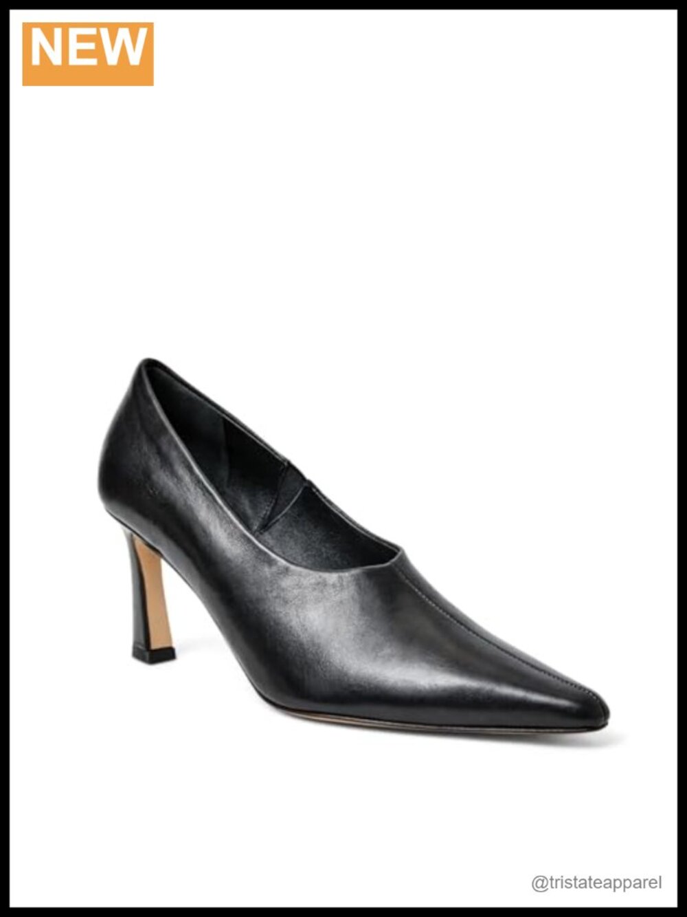 Leather Pointed Toe Block Heel Pumps Italian Made Business Casual
